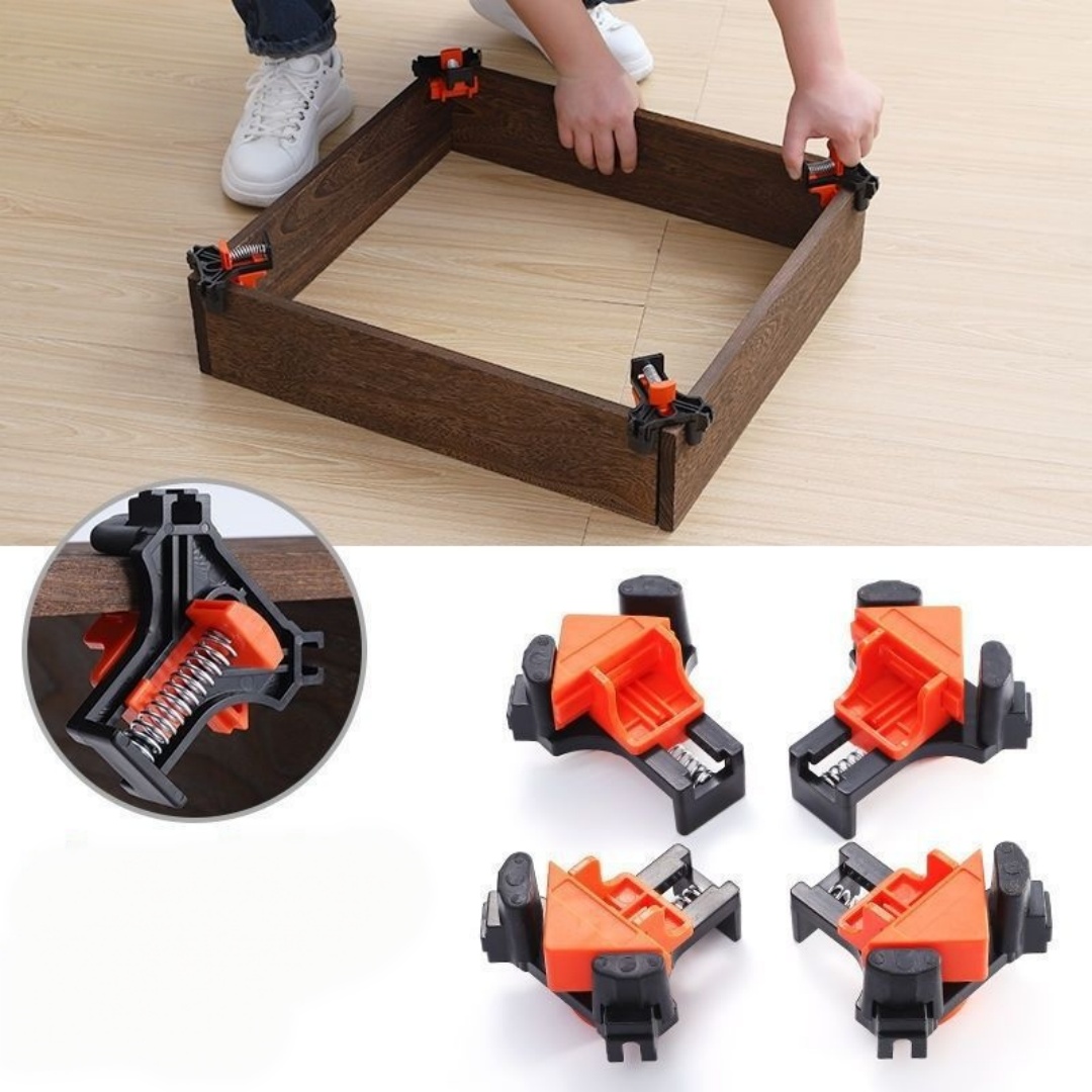 Woodworking Right Angle Clamp - 4個 90 ° 直角クランプ固定クリップ額縁コーナークランプ木工ハンドツール家具修理写真補強