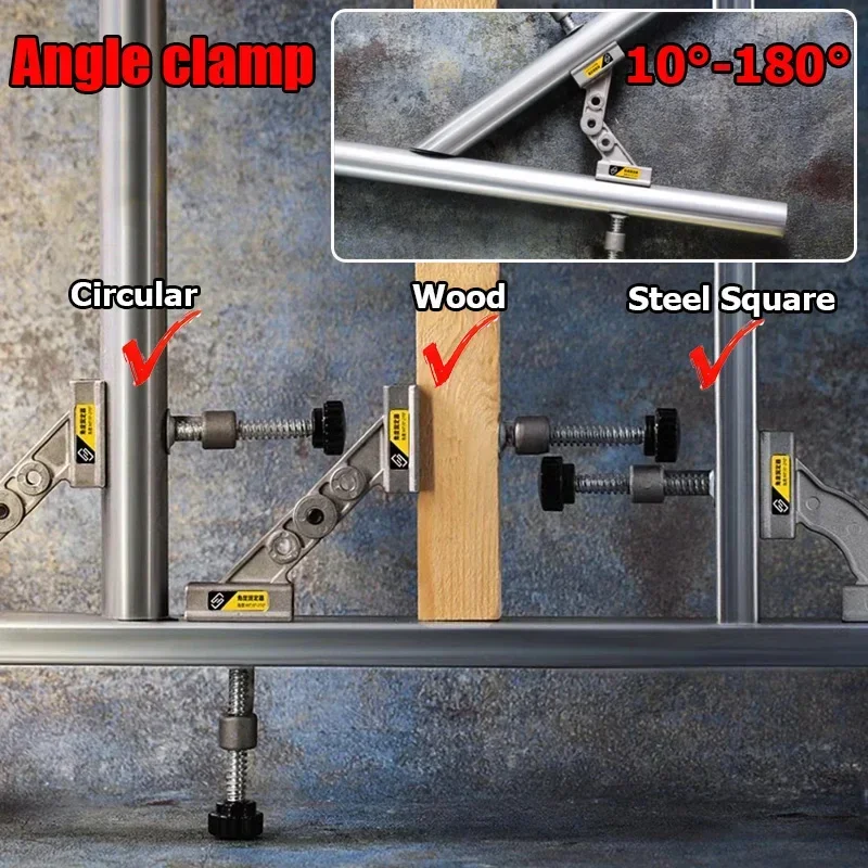 Woodworking Right Angle Clamp - 10-180度調整可能な直角コーナークランプ高速締め付け多目的クランプ、スイングジョー付き溶接&木工用
