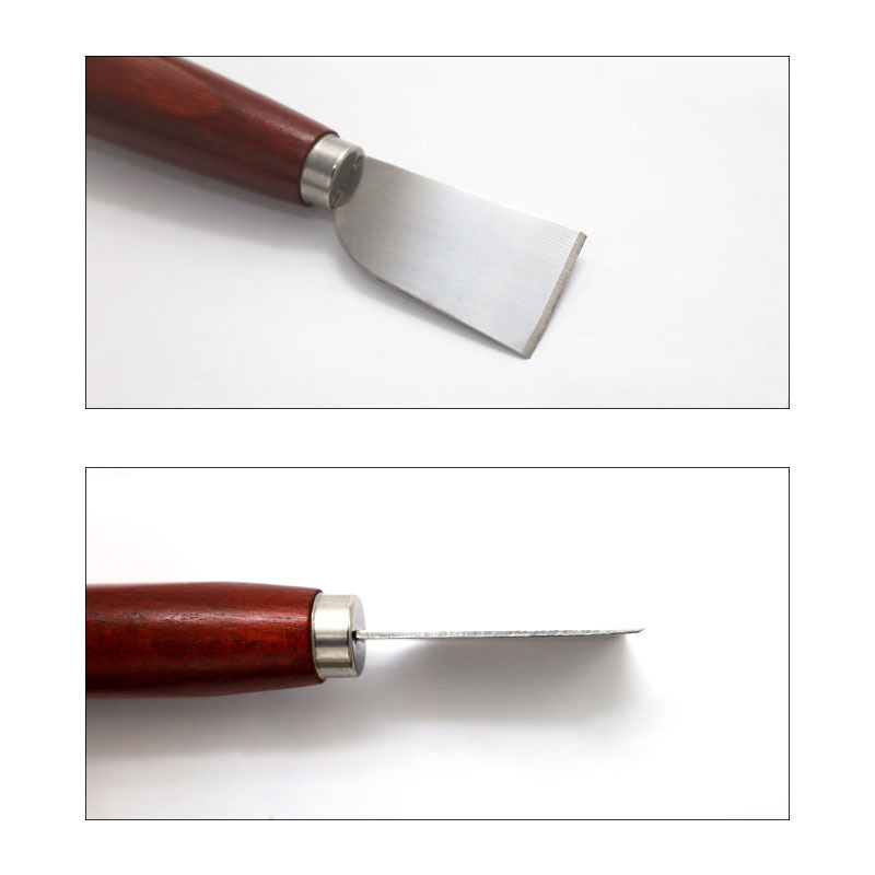 Woodworking Tool Stores - 新しいDIYレザークラフトツール木製ハンドルステンレス鋼レザーカッティングナイフレザーショベルナイフ革工芸用