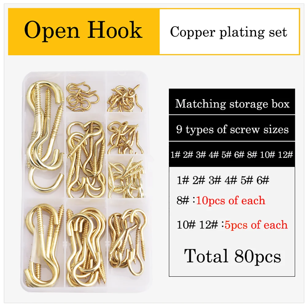 Woodworking Questions - リング型クエスチョンマークフック、クローズドシープアイフックネジ、セルフタッピングネジセット（木材固定用）、スチールブルー亜鉛銅メッキ