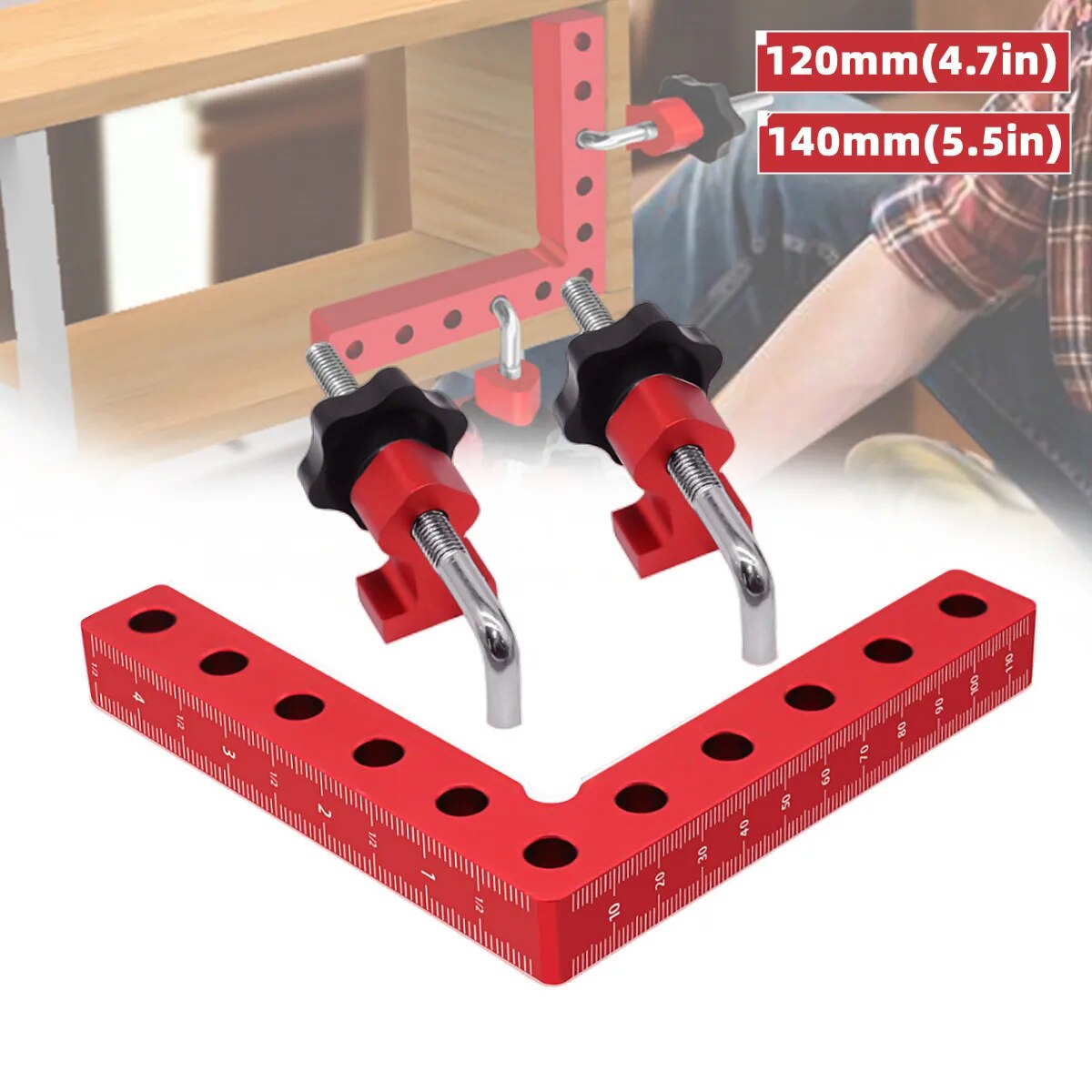 Woodworking Right Angle Clamp - 1 セット 90 度位置決め正方形直角クランプ - アルミニウム合金固定クリップ木工コーナークランプ正方形ツール