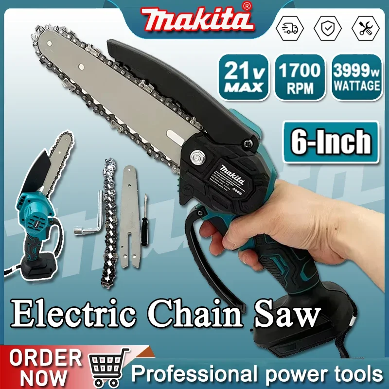 Woodworking Tool Stores - マキタ 6 インチチェーンソー木材伐採電動のこぎりハンドヘルドポータブル庭木剪定木工電動工具 18V バッテリー用
