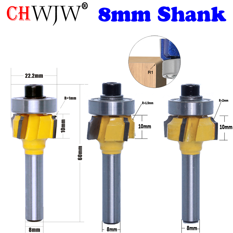 Woodworking Edge Corner Planer - Chwjw 1 pc 8 ミリメートルシャンク高品質木工フライスカッター R1mm