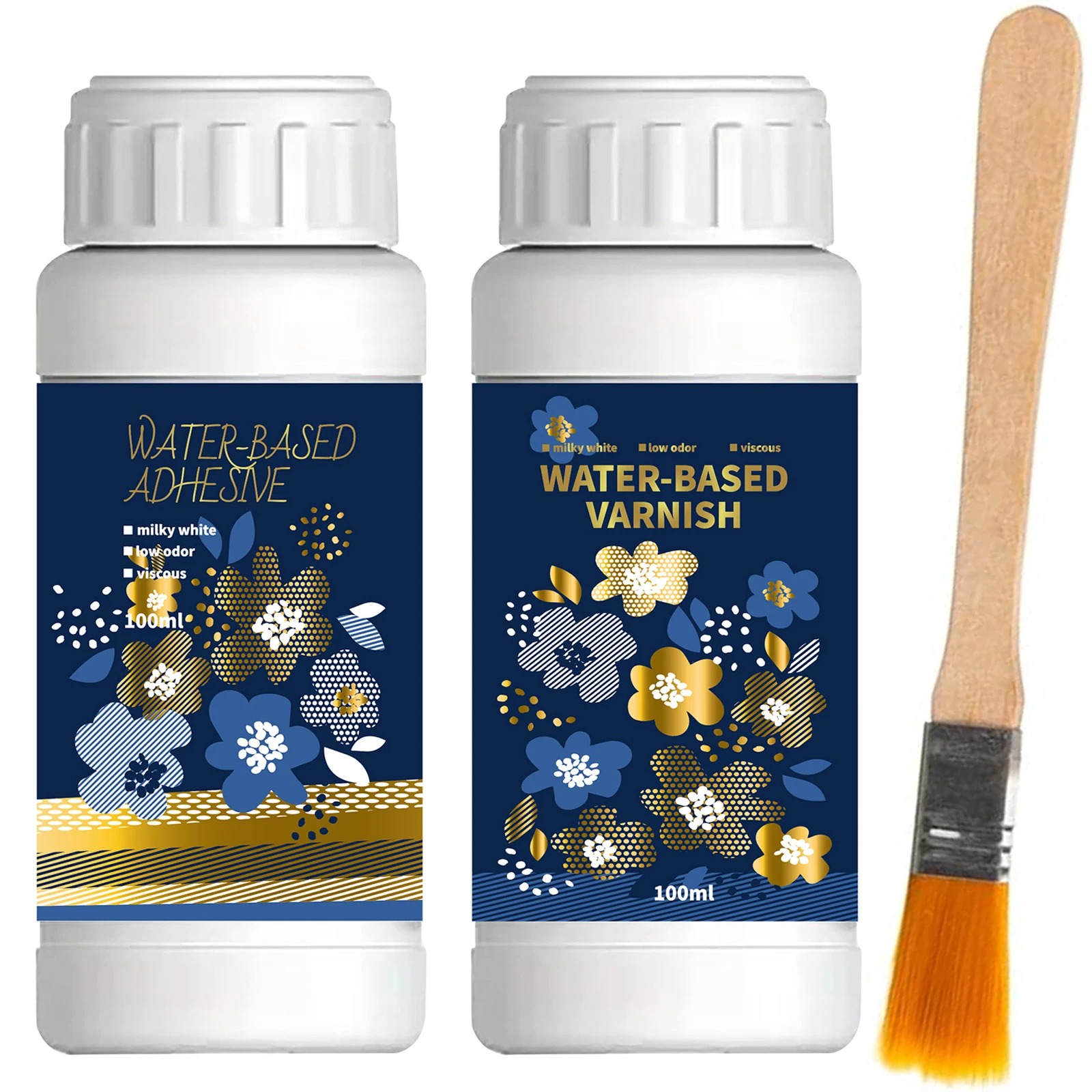 Woodworking Epoxy - 100ml/200ml ゴールデンリーフ金箔接着剤キット - 金属箔、木製工芸品、ジュエリー製作用の水性エポキシ樹脂接着剤