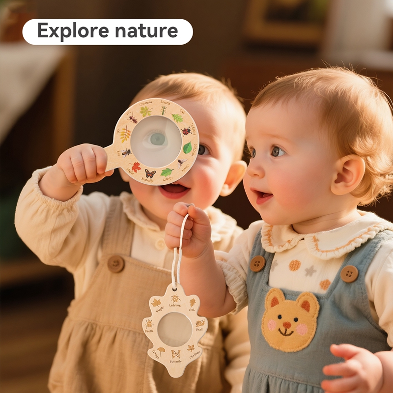 Woodworking For Kids - 安全なプラスチックや木で作られた子供用の葉っぱ型の拡大鏡は、特に子供向けに設計された自然探検玩具です。