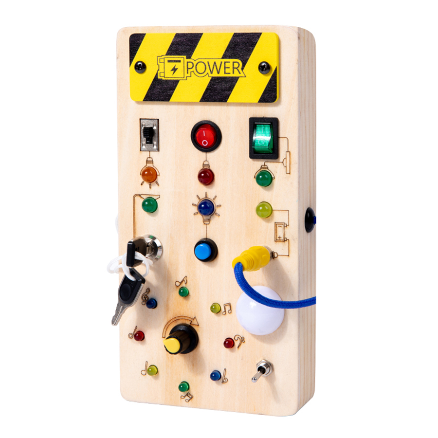 Woodworking For Kids - モンテッソーリビジーボード感覚おもちゃ木製 LED ライトスイッチ制御ボード旅行活動子供のゲーム 2-4 歳