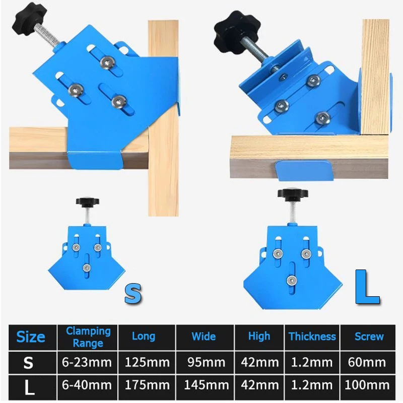 SまたはLサイズの木工用アルミ合金製直角クランプ、キャビネッ - Woodworking Right Angle Clamp のレビューと価格