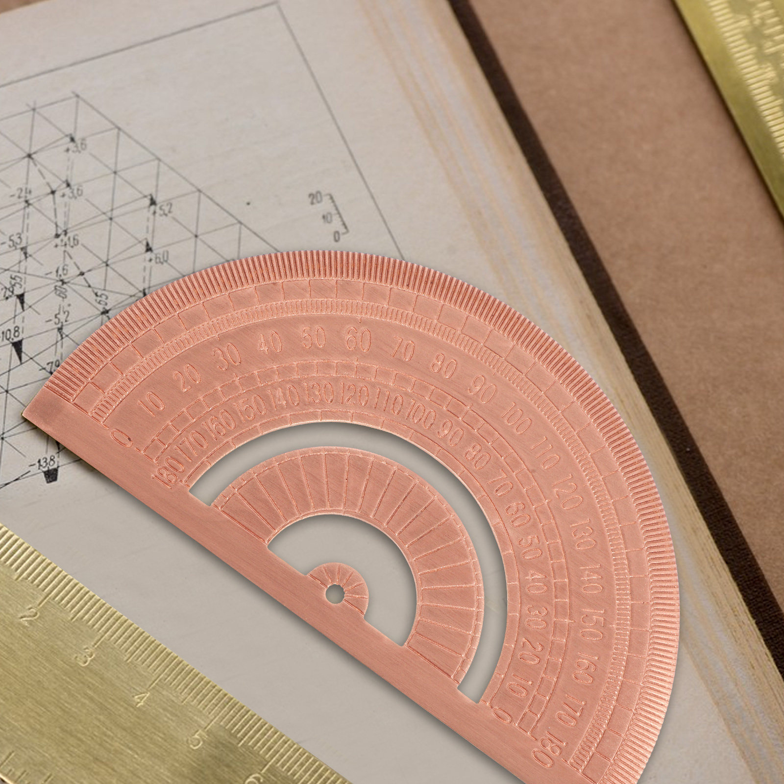 精密180度半円分度器、耐錆性銅製、図面作成、測定、数学の授 - Woodworking Lessons のレビューと価格