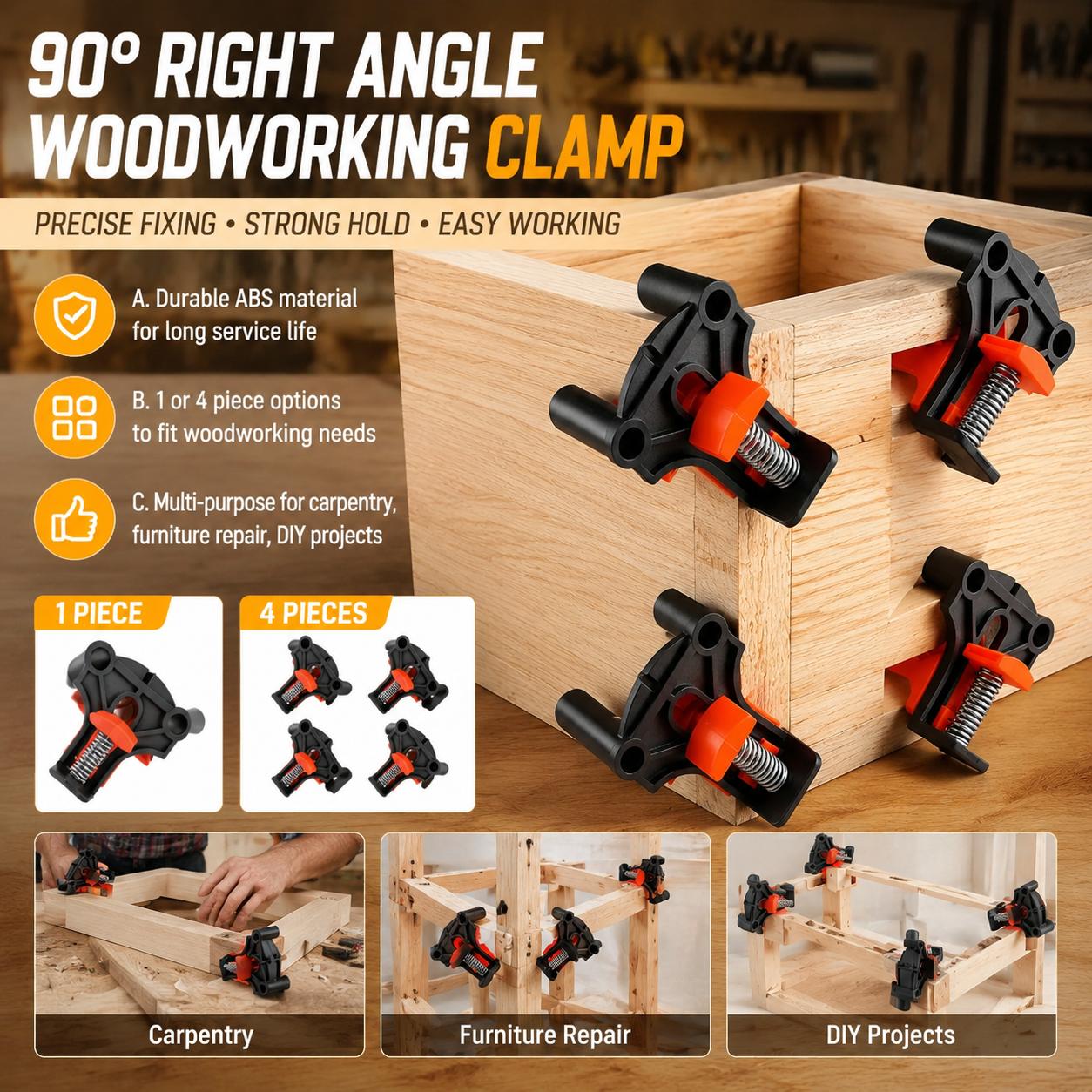 プレミアム木工大工用90度直角コーナークランプキット、キャビ - Woodworking Right Angle Clamp のレビューと価格
