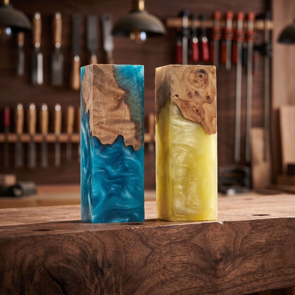 大理石模様のエポキシ樹脂入りバールウッド安定化ブランクカスタ - Woodworking Epoxy のレビューと価格