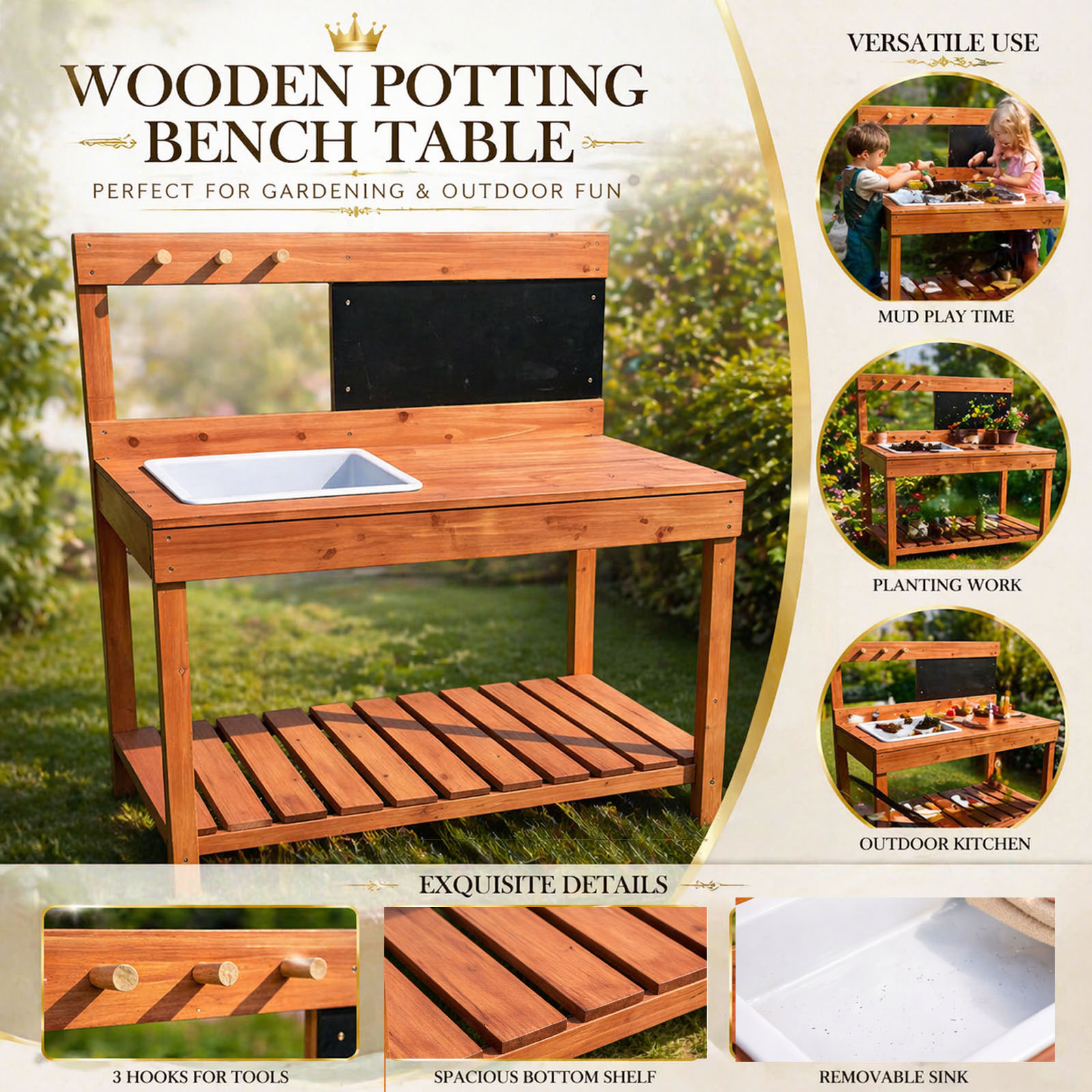 木製植木鉢台子供用屋外屋内庭園植栽テーブル作業台子供科学教育 - Woodworking For Kids のレビューと価格