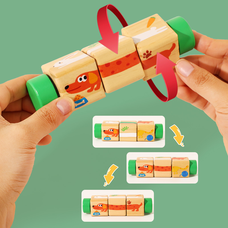 1 個ベビー木製回転動物マッチング木製パズルおもちゃ早期教育 - Woodworking For Kids のレビューと価格