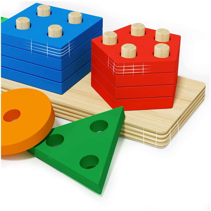 モンテッソーリ木のおもちゃ色形状マッチングパズルゲームカラフ - Woodworking For Kids のレビューと価格