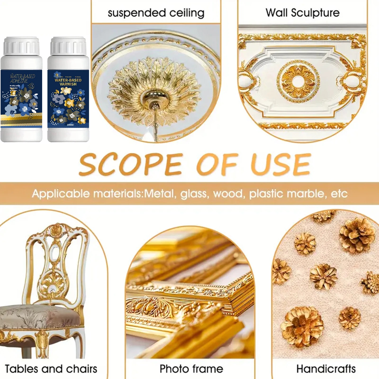 100ml/200ml ゴールデンリーフ金箔接着剤キット - - Woodworking Epoxy のレビューと価格