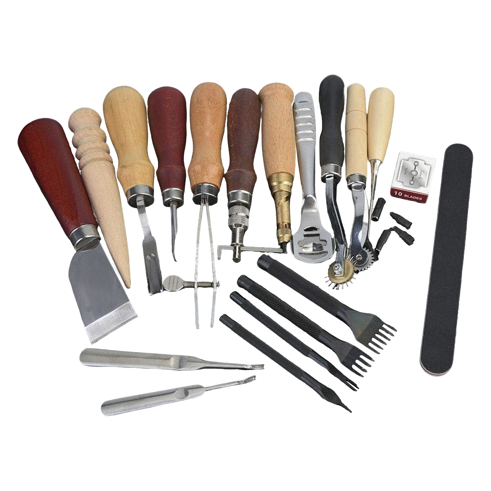 革工具セット、19点入り革工芸キット、縫製・打ち抜き・切断用 - Woodworking Tool Stores のレビューと価格